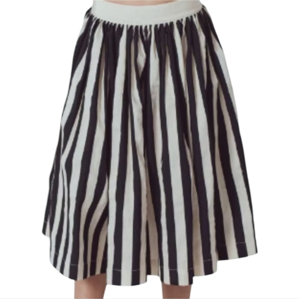 LOFT‎ striped black and white linen skirt size 2